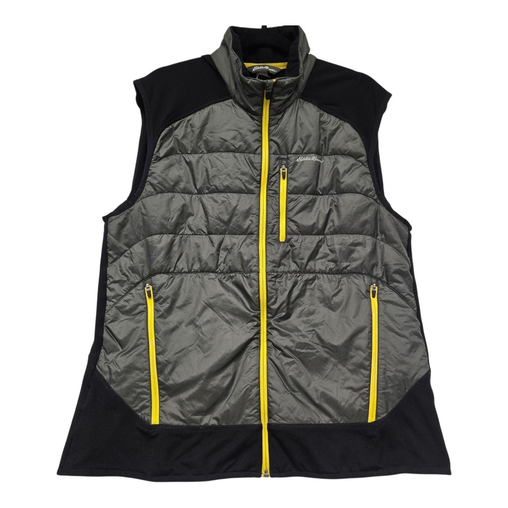 Eddie Bauer First Ascent FreeHeat Vest Mens Large Grey Black Hybrid Puffer Zip